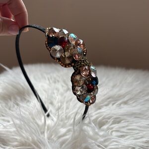 Hand made beaded headband -multi stone colours